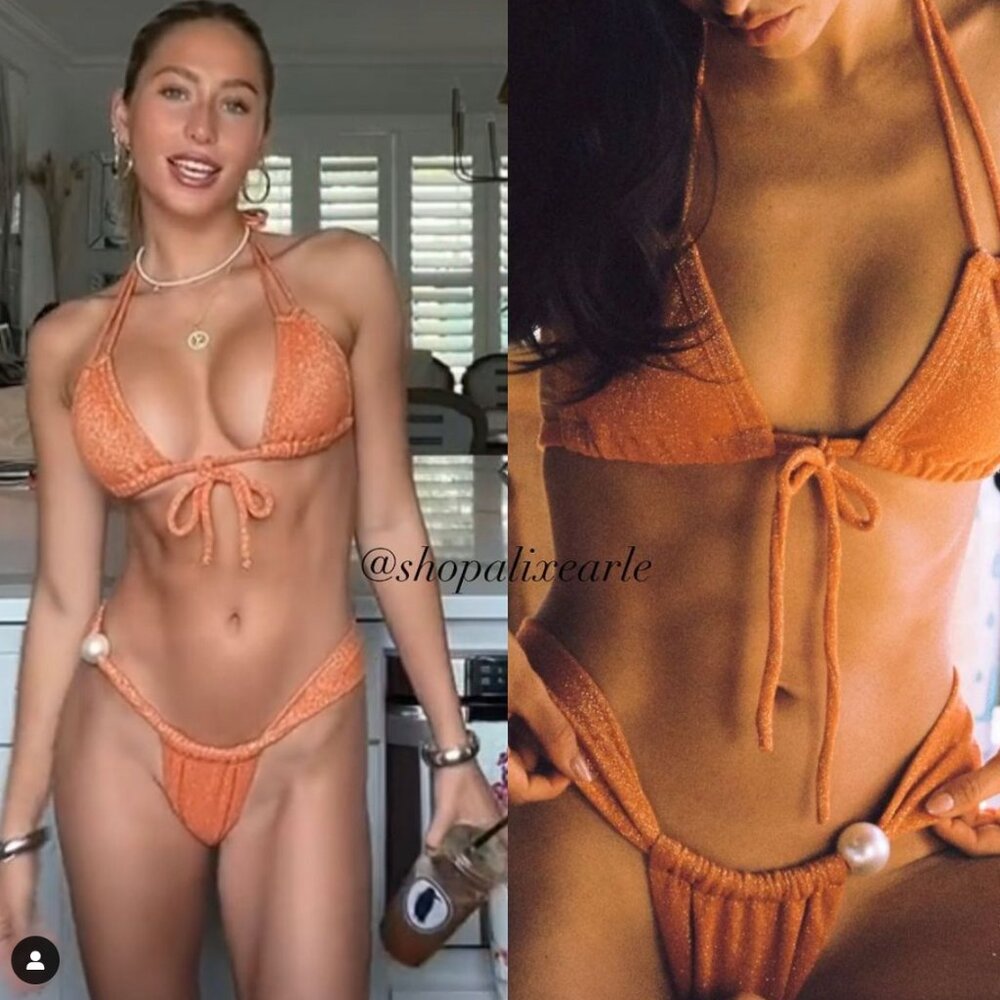 MONTCE SPARKLE TERRA ORANGE PEARL EURO BOW ALIX EARLE BIKINI SET - MEDIUM